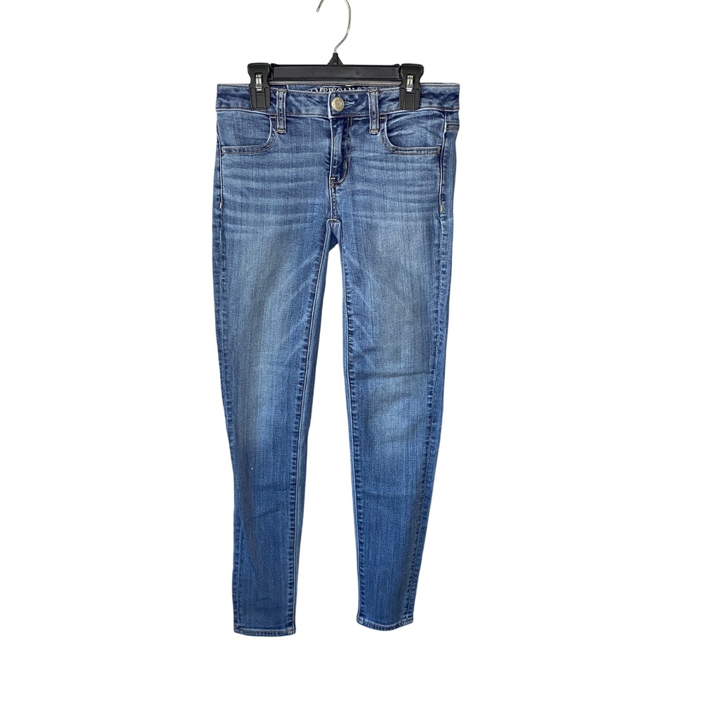 American Eagle Super Stretch Skinny Jeans Medium Wash Blue Denim Womens Size 2R